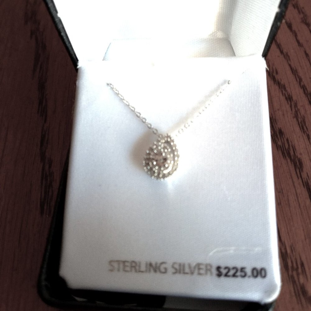 *PD* New 1/4 ct. t.w. Pear Shape Diamond Pendant Necklace with 18" in Sterling